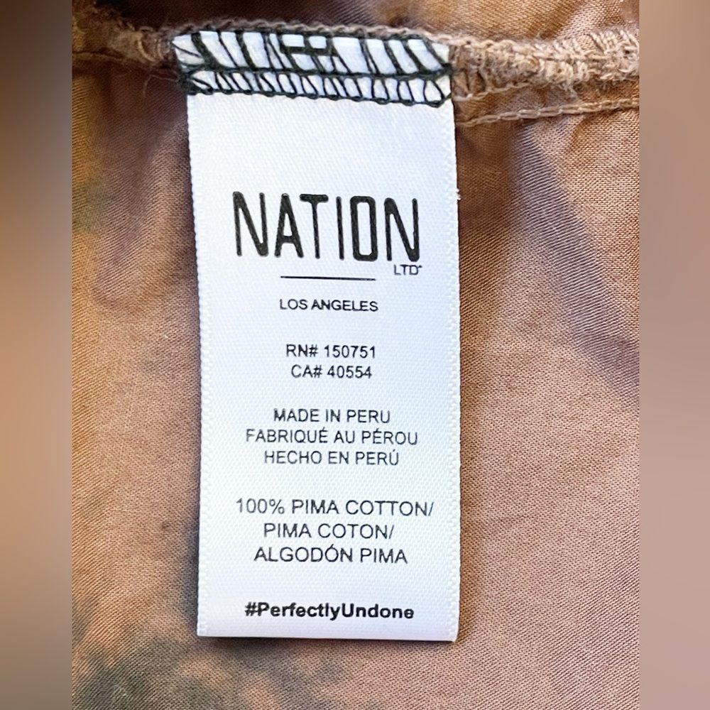 Nation LTD Los Angeles Tie Dye Tie Front Chocolate Brown Top Hi low - Picture 5 of 5